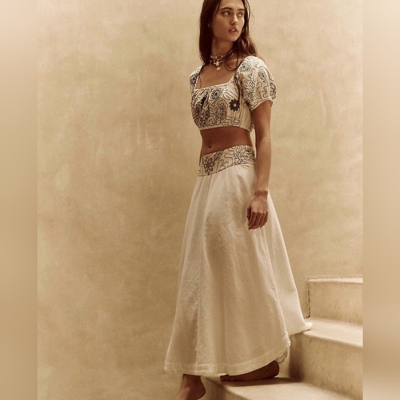 Free People Set Lotus In White Black Combo Size  L Large Cotton $168 NWT - Picture 5 of 15